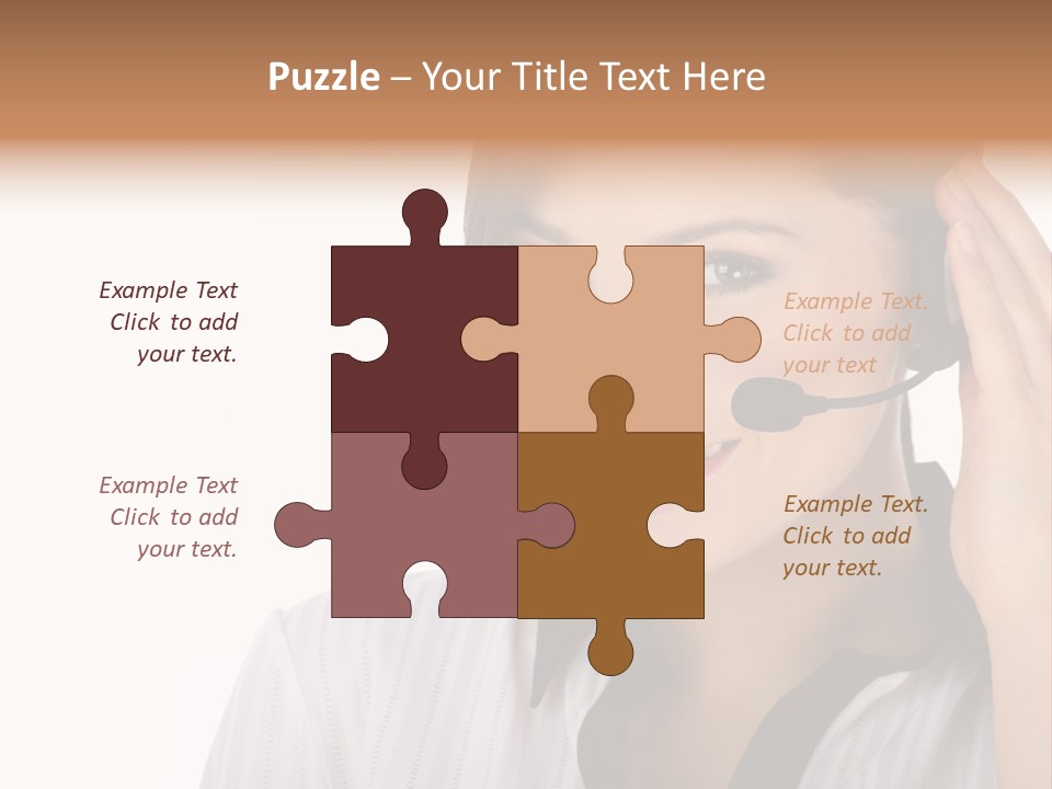 Customer Representative With Headset Smiling During A Telephone Conversation PowerPoint Template