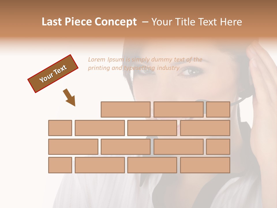 Customer Representative With Headset Smiling During A Telephone Conversation PowerPoint Template
