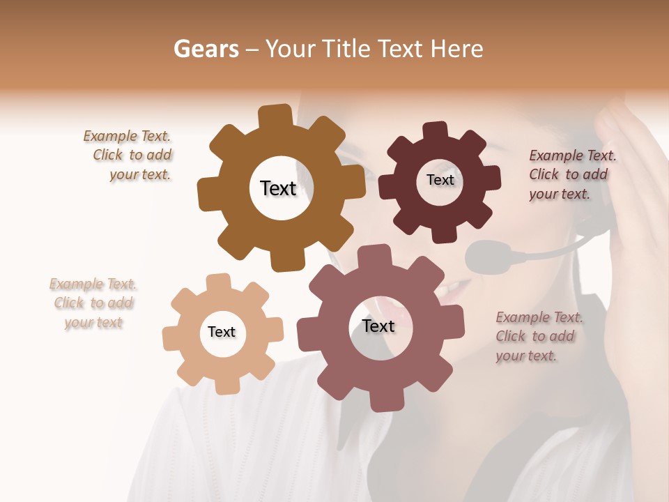 Customer Representative With Headset Smiling During A Telephone Conversation PowerPoint Template