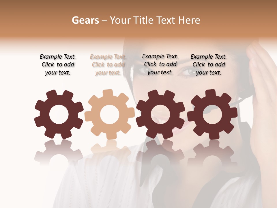 Customer Representative With Headset Smiling During A Telephone Conversation PowerPoint Template