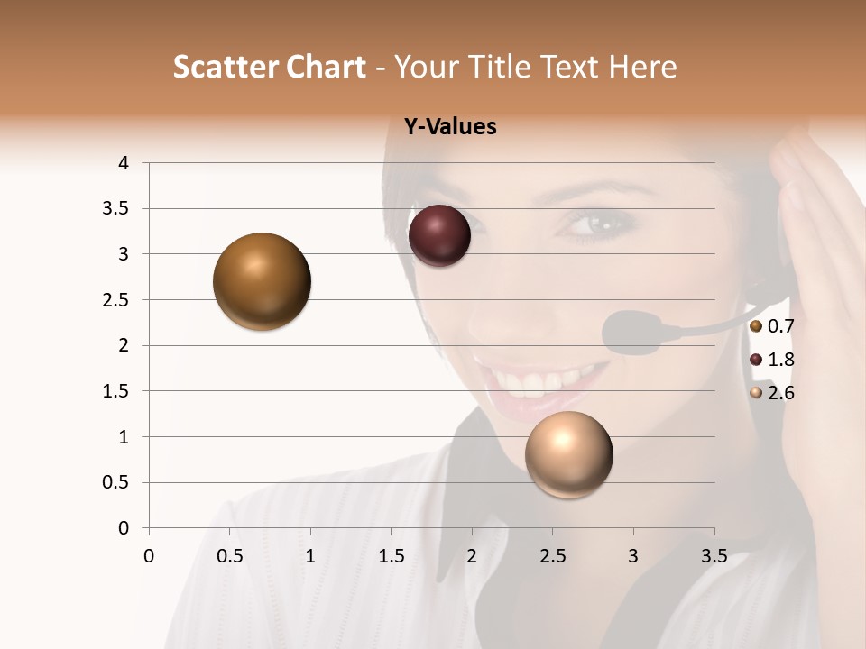 Customer Representative With Headset Smiling During A Telephone Conversation PowerPoint Template