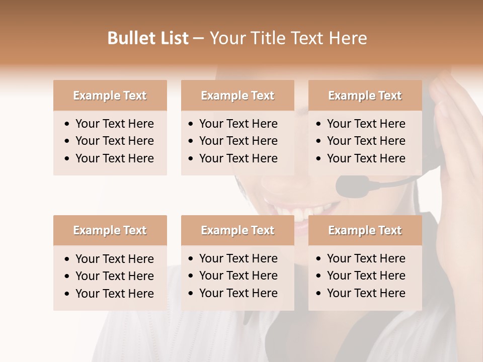 Customer Representative With Headset Smiling During A Telephone Conversation PowerPoint Template
