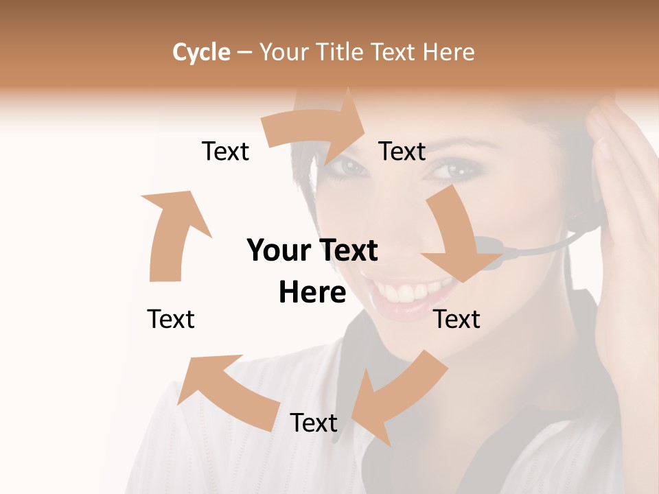Customer Representative With Headset Smiling During A Telephone Conversation PowerPoint Template