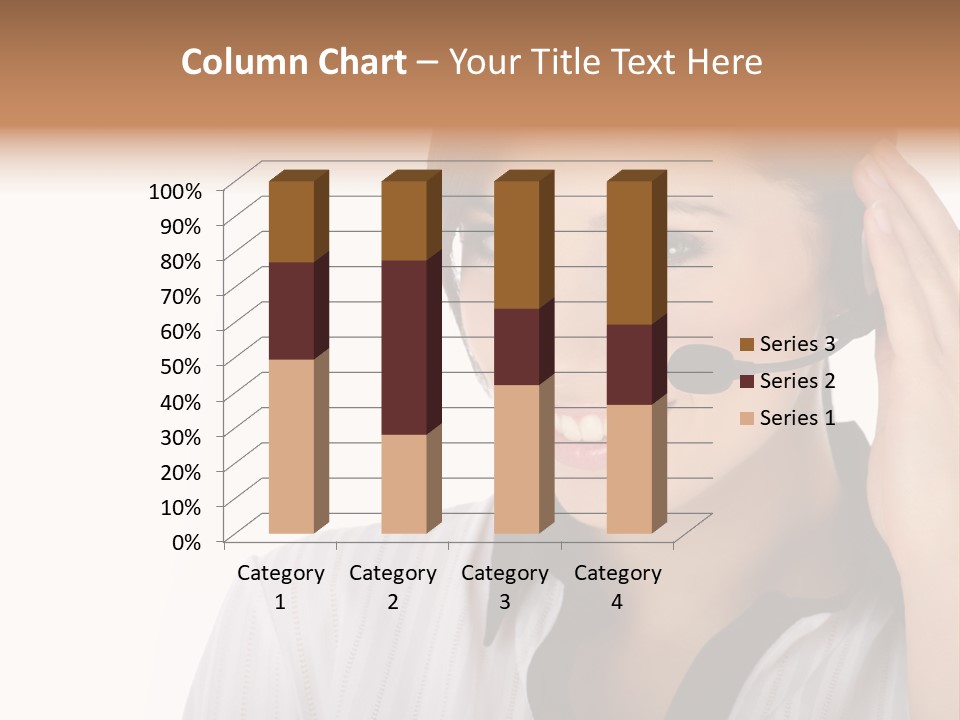 Customer Representative With Headset Smiling During A Telephone Conversation PowerPoint Template