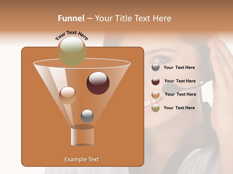 Customer Representative With Headset Smiling During A Telephone Conversation PowerPoint Template
