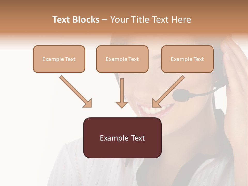 Customer Representative With Headset Smiling During A Telephone Conversation PowerPoint Template