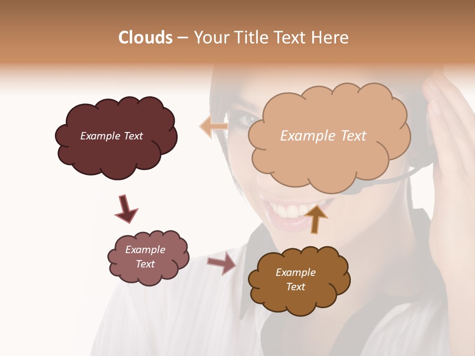 Customer Representative With Headset Smiling During A Telephone Conversation PowerPoint Template