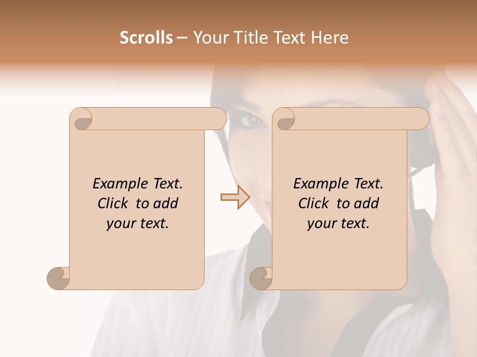 Customer Representative With Headset Smiling During A Telephone Conversation PowerPoint Template