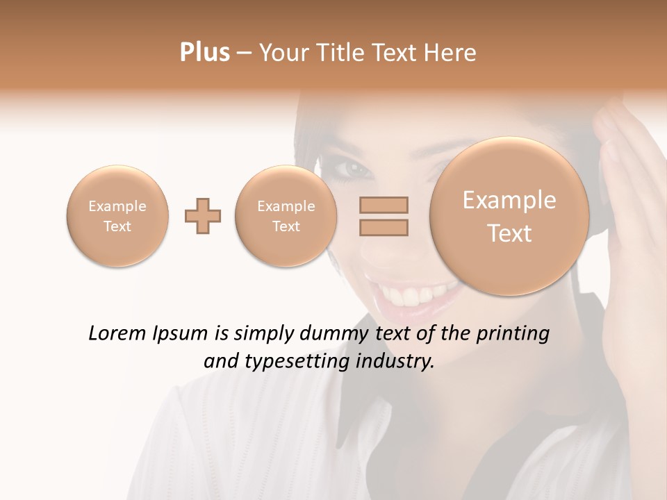 Customer Representative With Headset Smiling During A Telephone Conversation PowerPoint Template