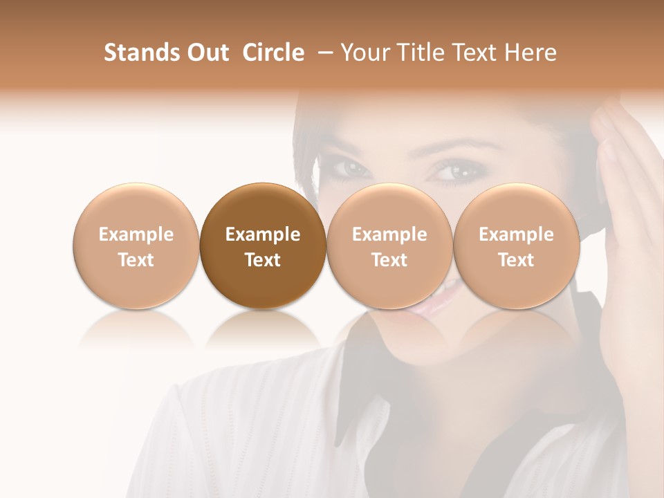 Customer Representative With Headset Smiling During A Telephone Conversation PowerPoint Template