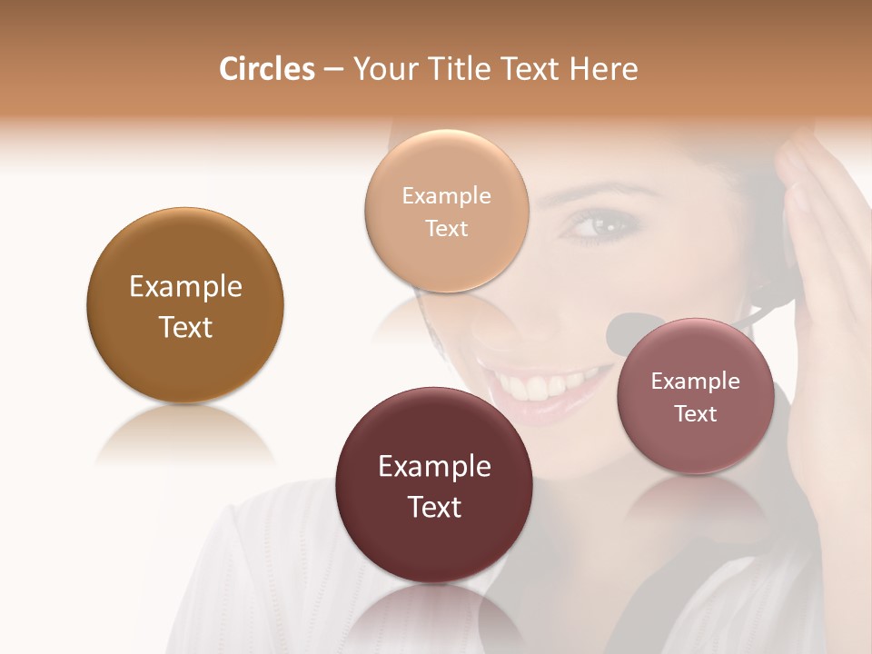 Customer Representative With Headset Smiling During A Telephone Conversation PowerPoint Template