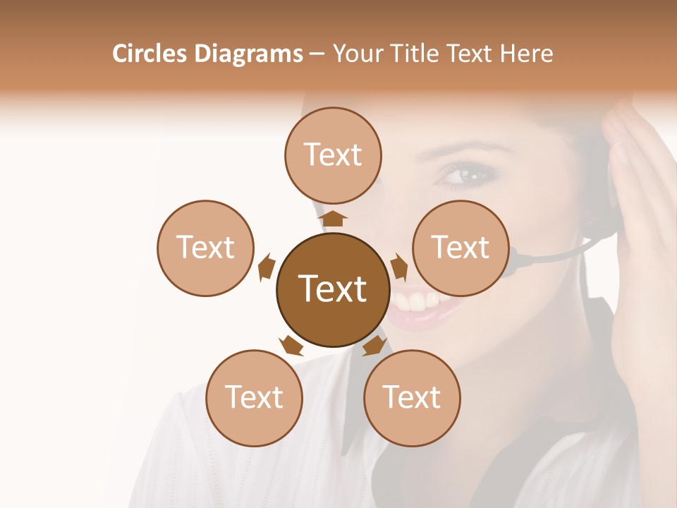 Customer Representative With Headset Smiling During A Telephone Conversation PowerPoint Template