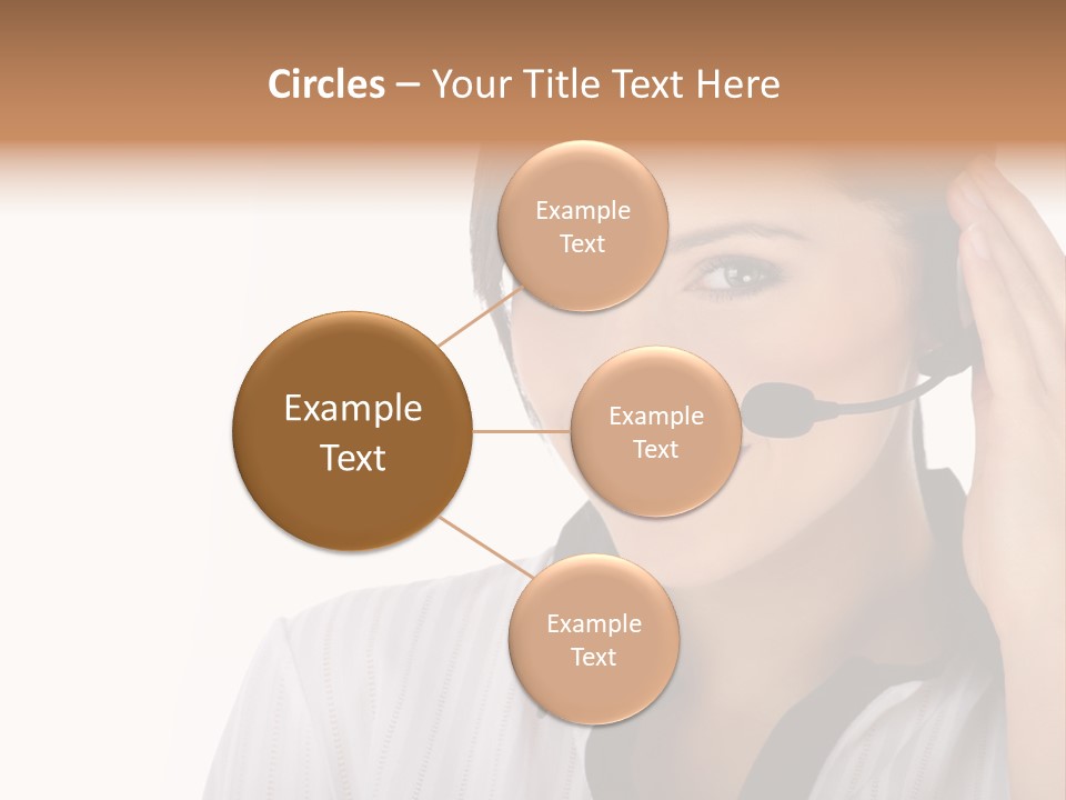 Customer Representative With Headset Smiling During A Telephone Conversation PowerPoint Template