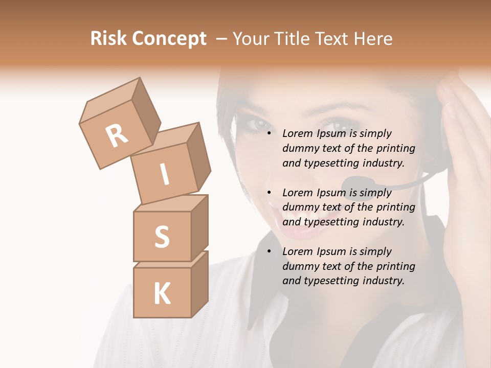 Customer Representative With Headset Smiling During A Telephone Conversation PowerPoint Template