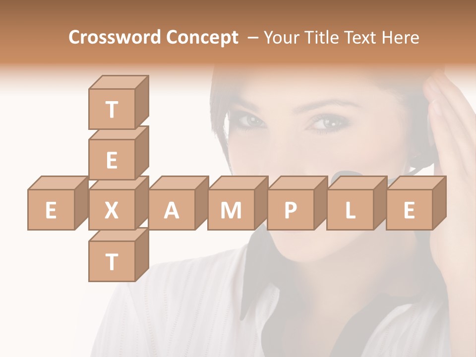 Customer Representative With Headset Smiling During A Telephone Conversation PowerPoint Template