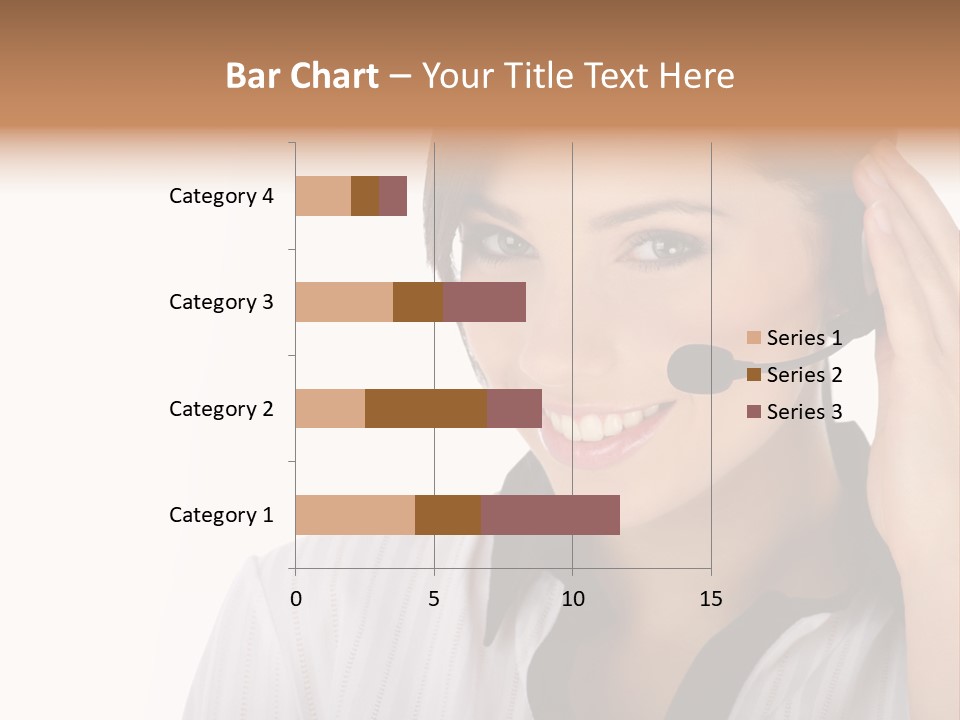 Customer Representative With Headset Smiling During A Telephone Conversation PowerPoint Template