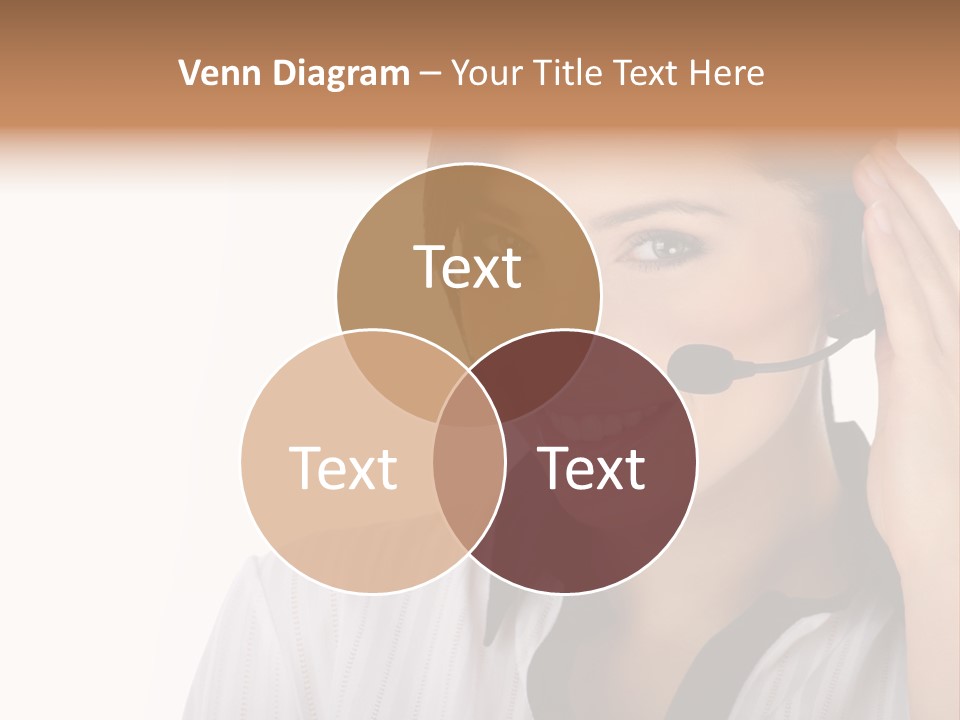 Customer Representative With Headset Smiling During A Telephone Conversation PowerPoint Template