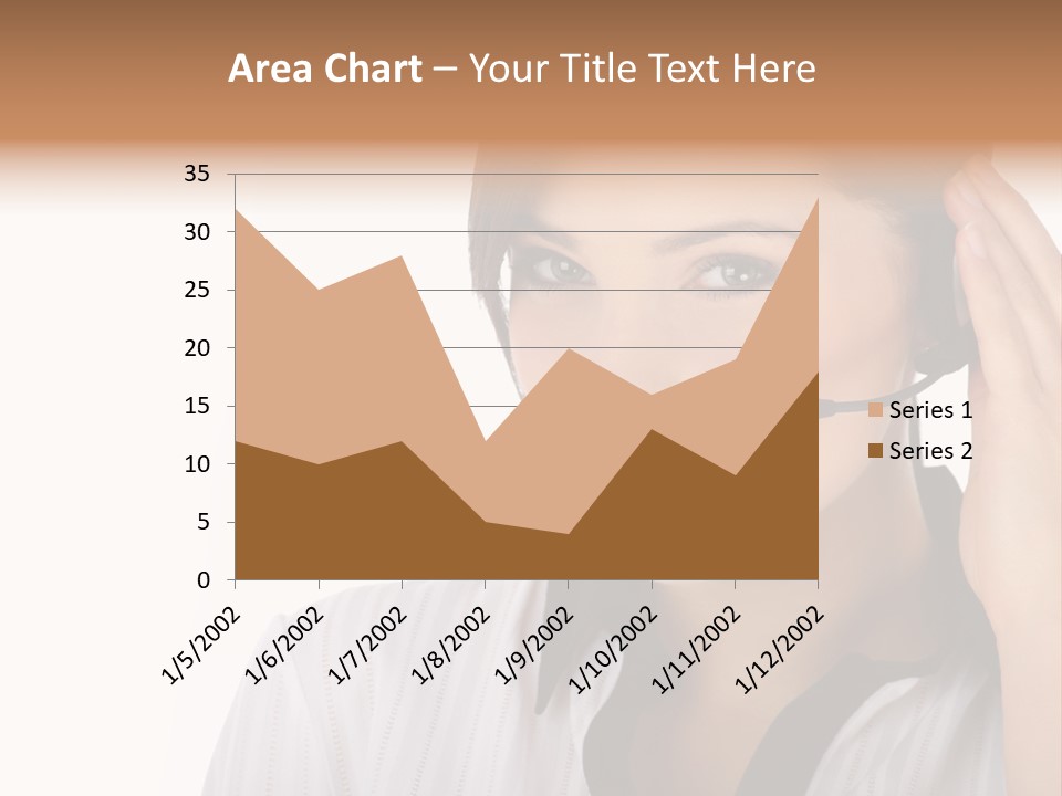 Customer Representative With Headset Smiling During A Telephone Conversation PowerPoint Template