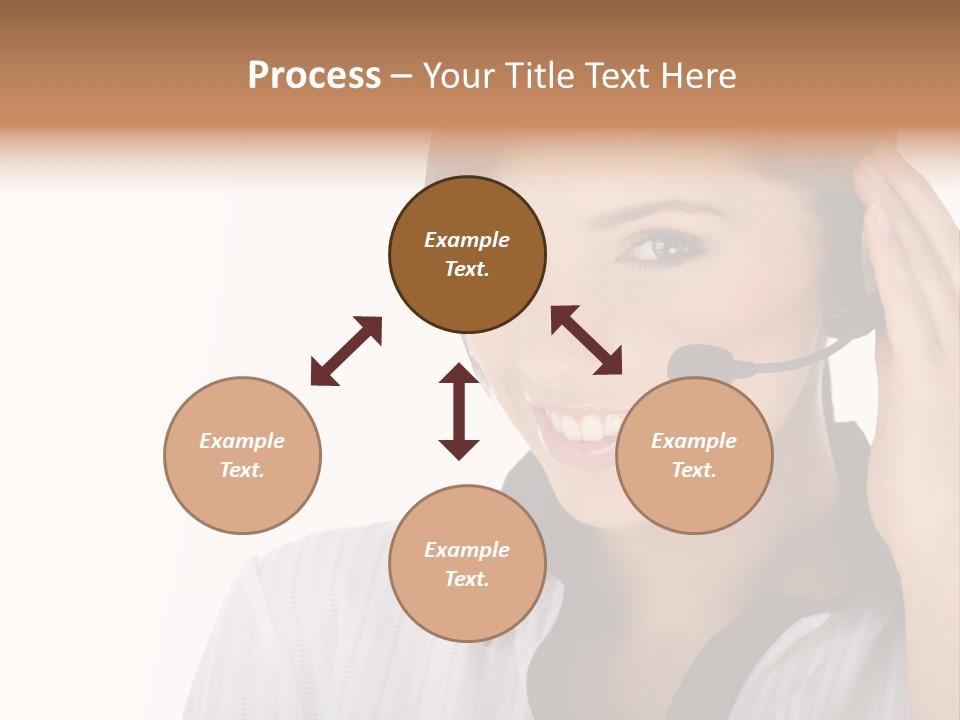 Customer Representative With Headset Smiling During A Telephone Conversation PowerPoint Template