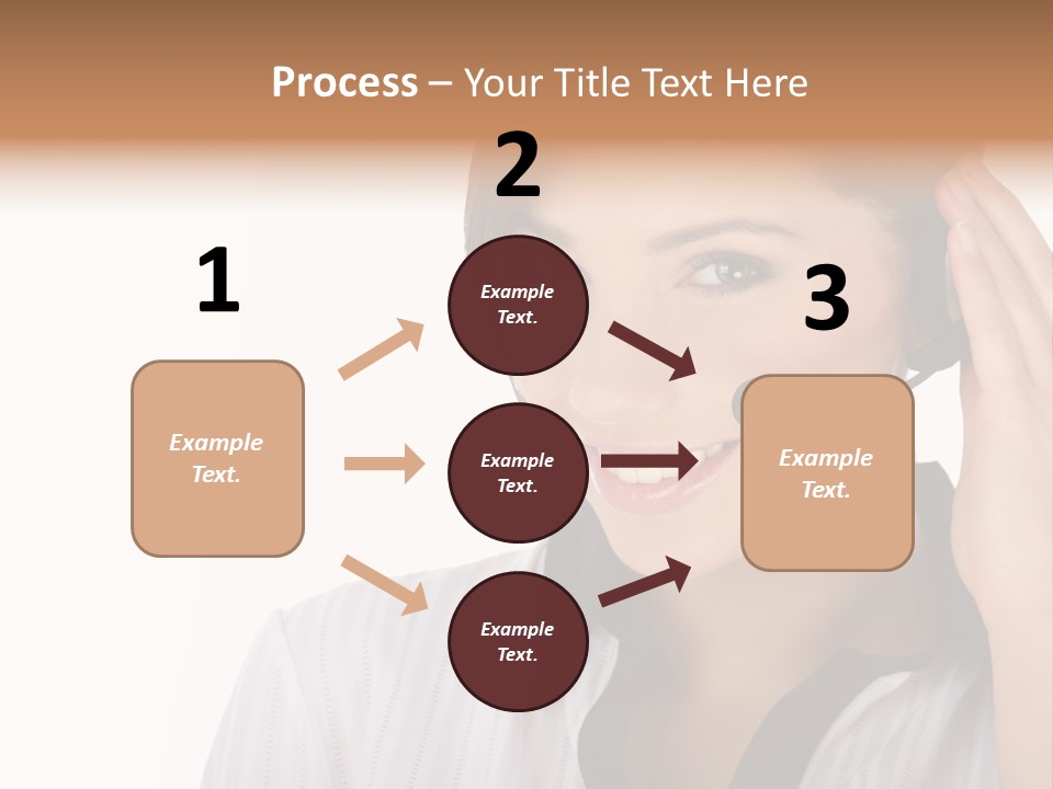 Customer Representative With Headset Smiling During A Telephone Conversation PowerPoint Template