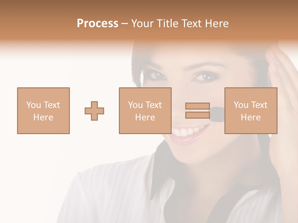Customer Representative With Headset Smiling During A Telephone Conversation PowerPoint Template