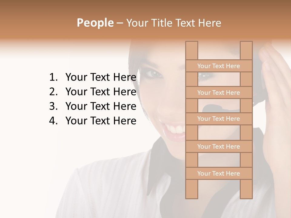 Customer Representative With Headset Smiling During A Telephone Conversation PowerPoint Template