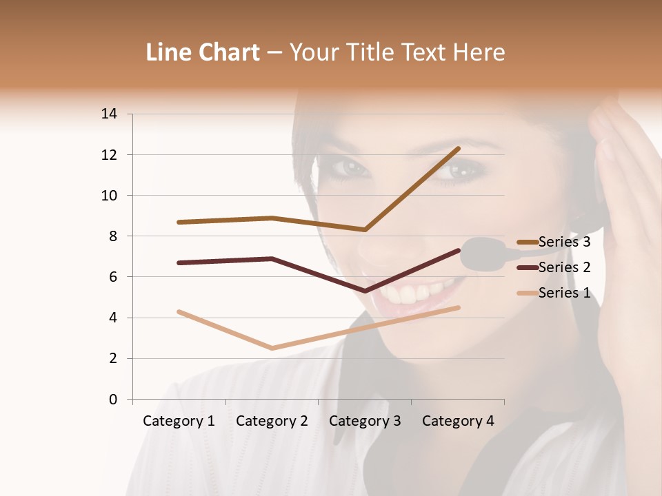 Customer Representative With Headset Smiling During A Telephone Conversation PowerPoint Template