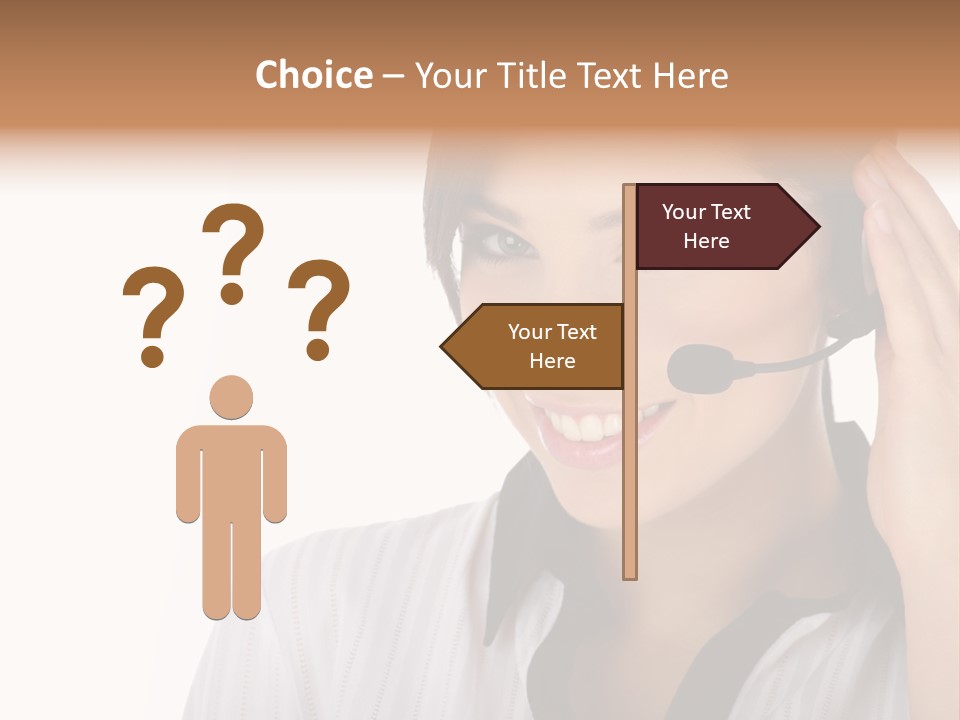 Customer Representative With Headset Smiling During A Telephone Conversation PowerPoint Template