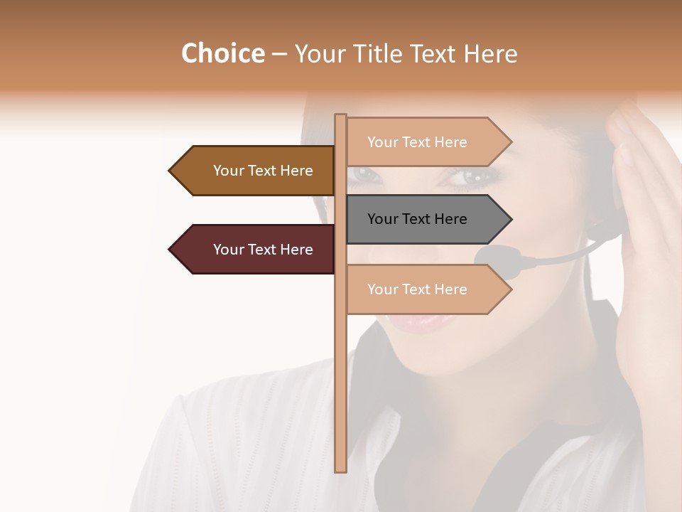 Customer Representative With Headset Smiling During A Telephone Conversation PowerPoint Template