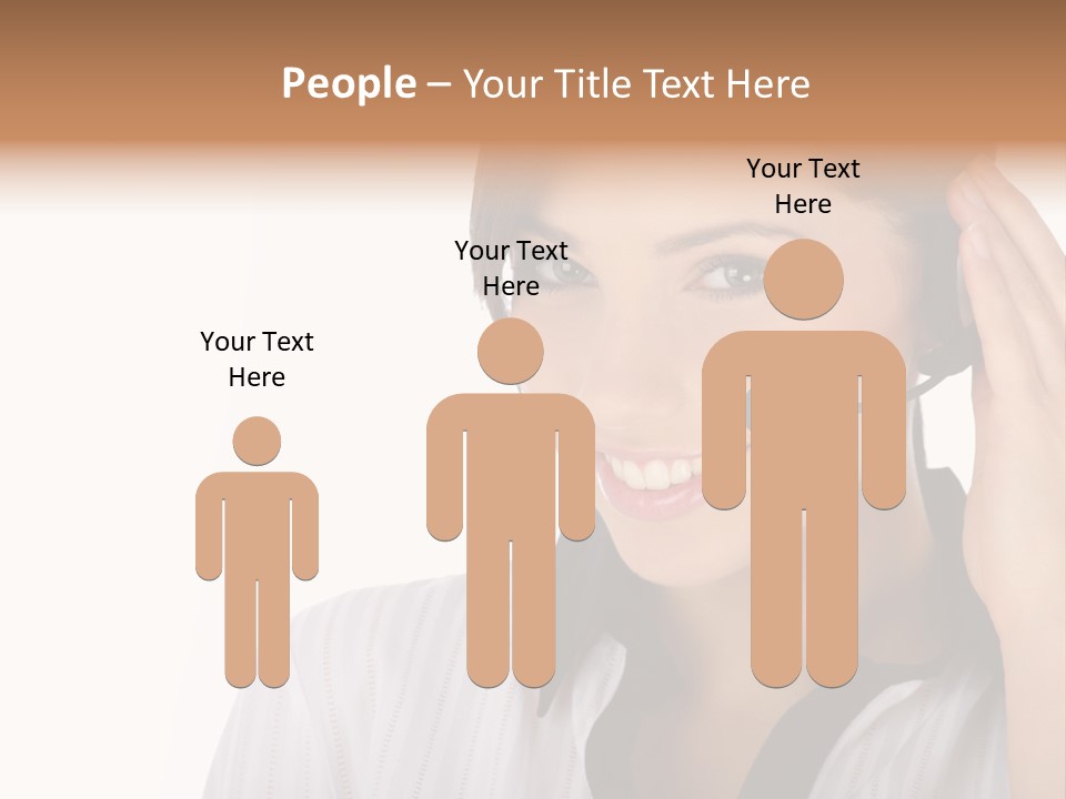 Customer Representative With Headset Smiling During A Telephone Conversation PowerPoint Template