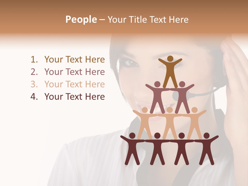 Customer Representative With Headset Smiling During A Telephone Conversation PowerPoint Template