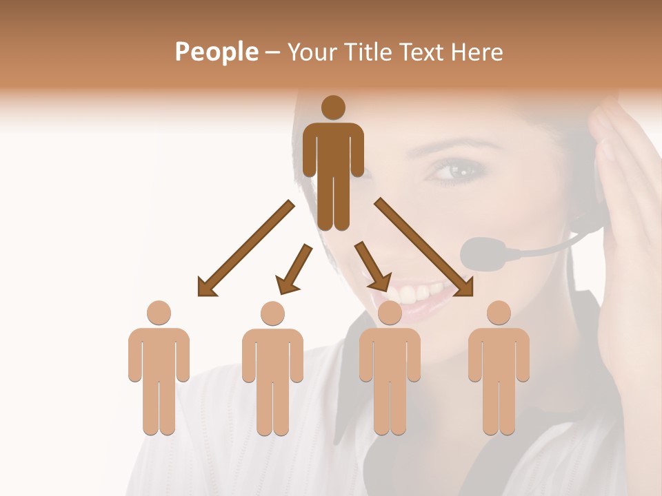 Customer Representative With Headset Smiling During A Telephone Conversation PowerPoint Template