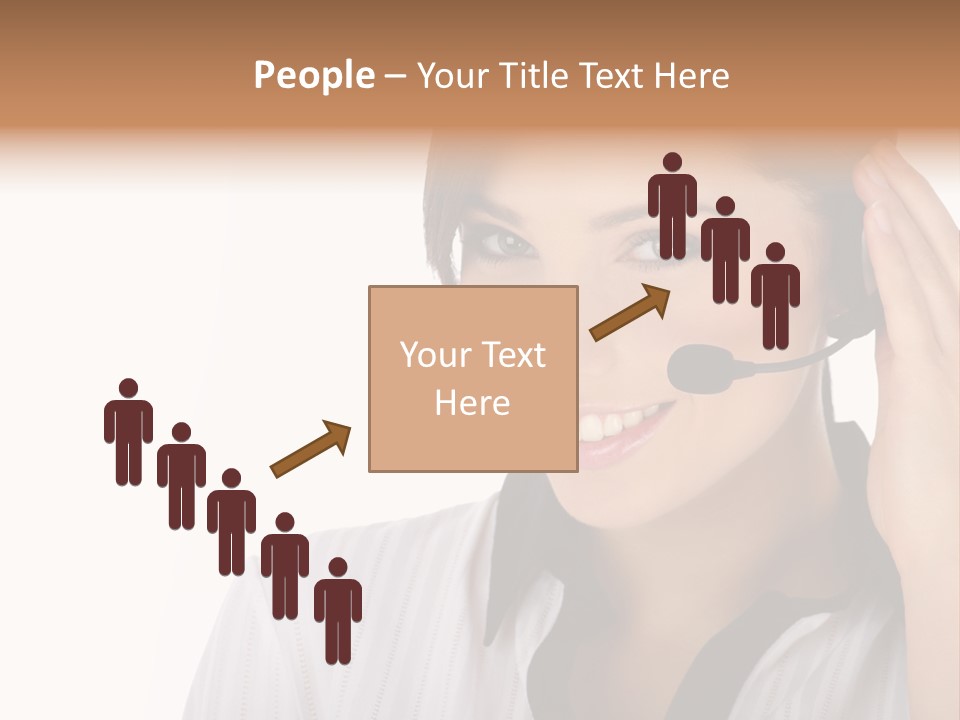Customer Representative With Headset Smiling During A Telephone Conversation PowerPoint Template