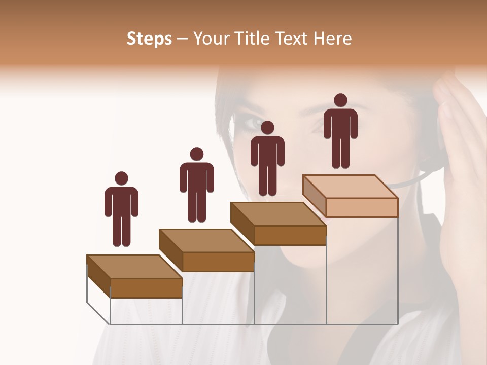 Customer Representative With Headset Smiling During A Telephone Conversation PowerPoint Template