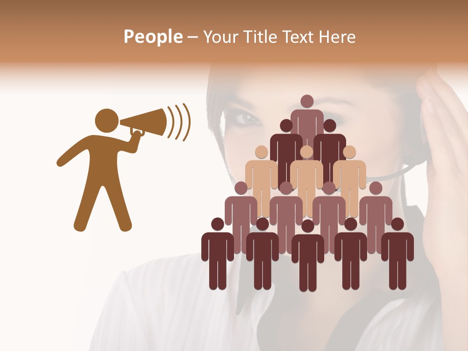 Customer Representative With Headset Smiling During A Telephone Conversation PowerPoint Template