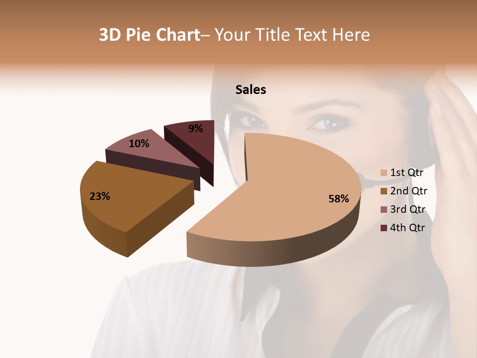 Customer Representative With Headset Smiling During A Telephone Conversation PowerPoint Template