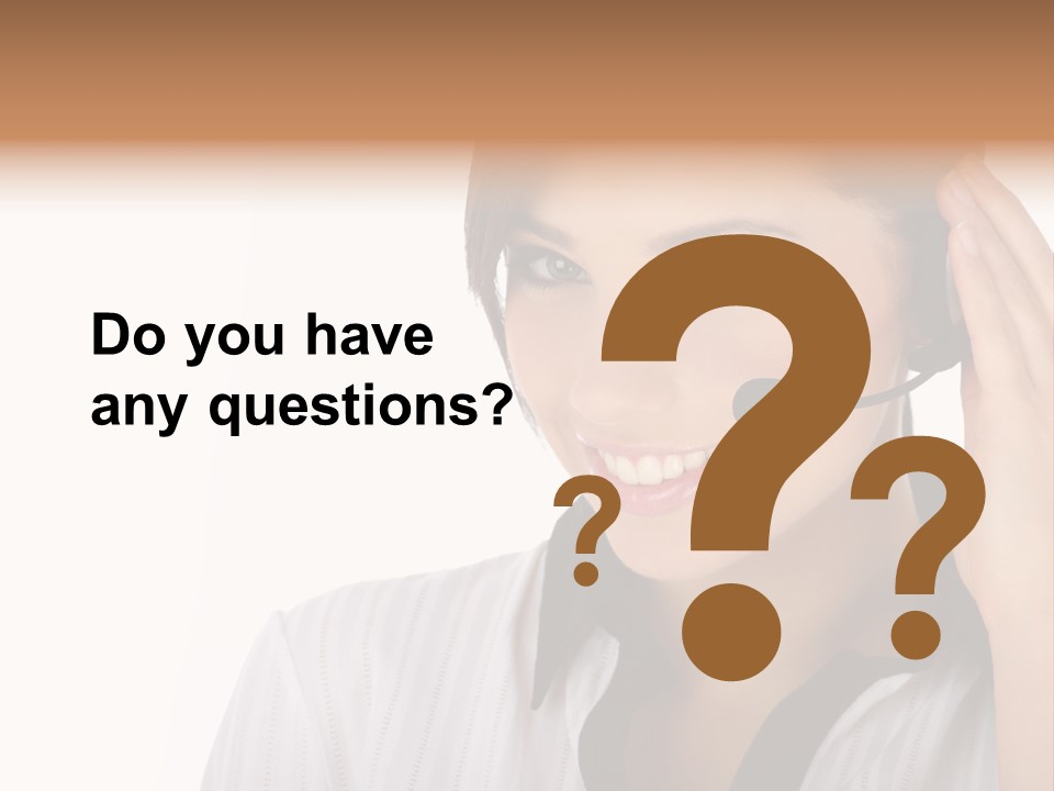 Customer Representative With Headset Smiling During A Telephone Conversation PowerPoint Template