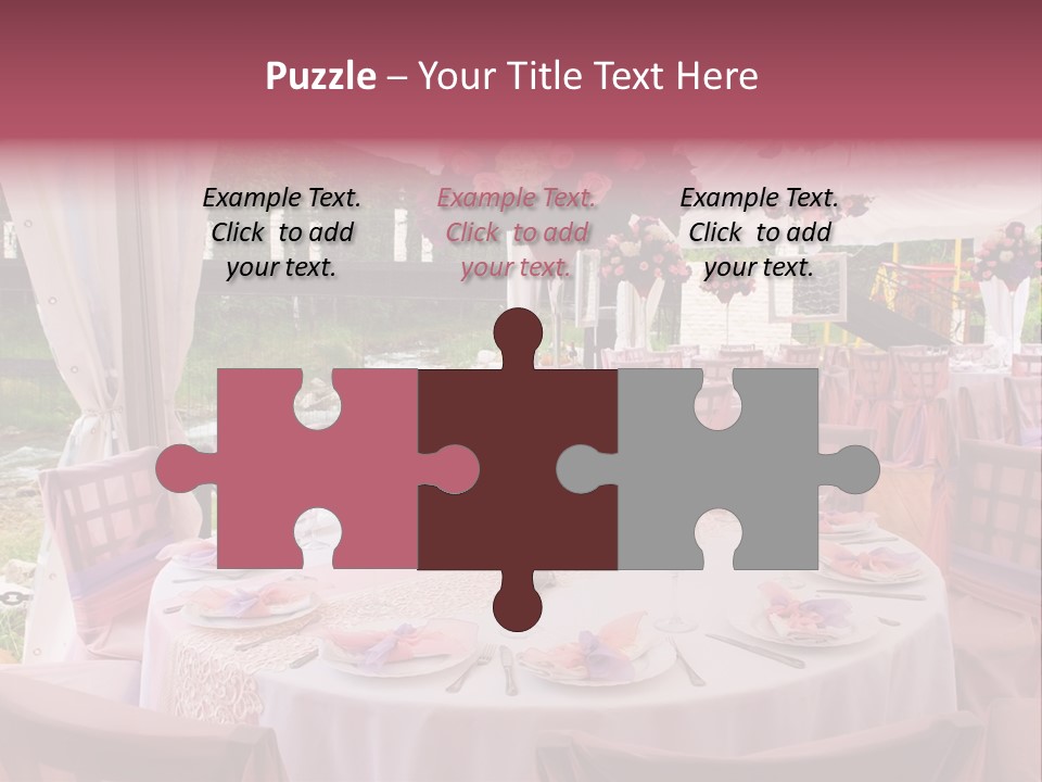 Pink Wedding Tables In Outdoor Restaurant PowerPoint Template