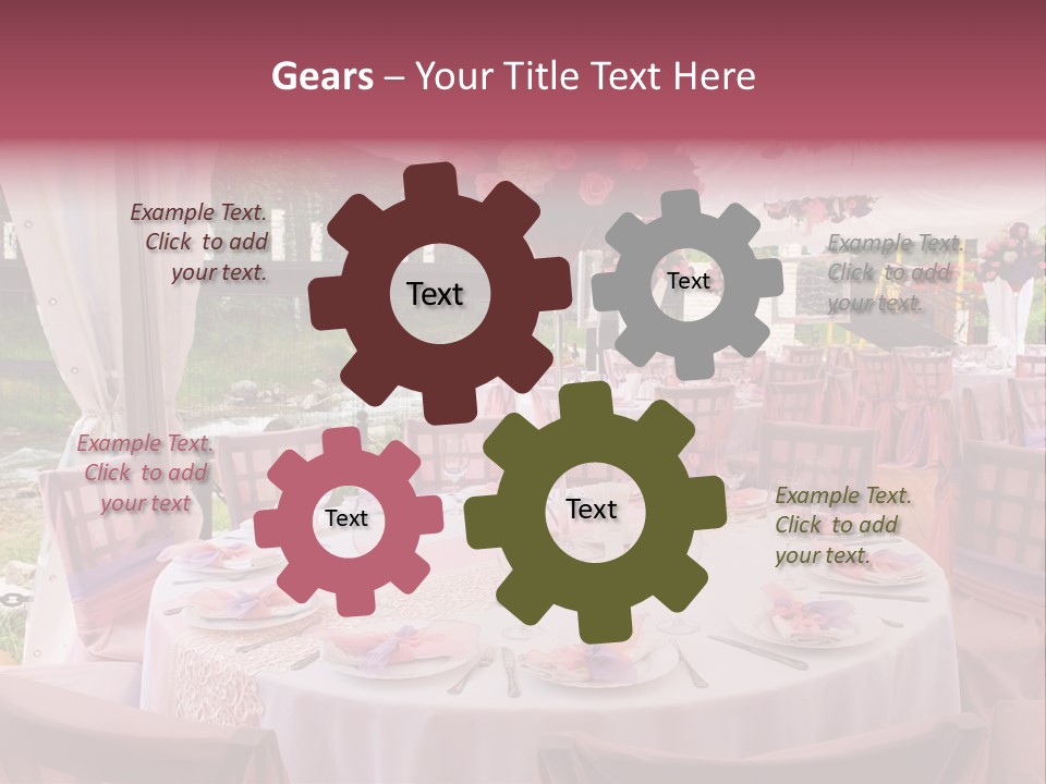 Pink Wedding Tables In Outdoor Restaurant PowerPoint Template