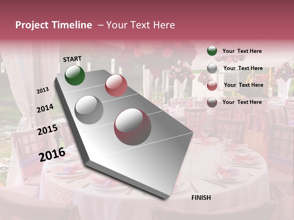 Pink Wedding Tables In Outdoor Restaurant PowerPoint Template