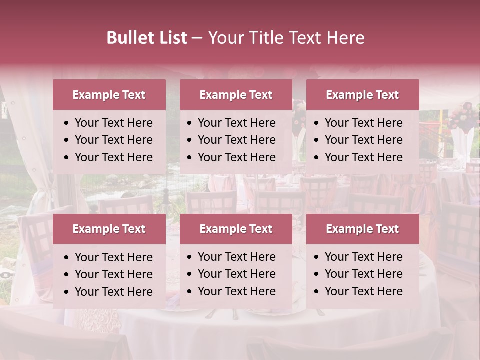 Pink Wedding Tables In Outdoor Restaurant PowerPoint Template