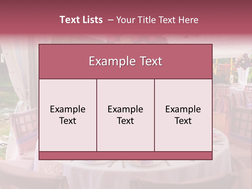 Pink Wedding Tables In Outdoor Restaurant PowerPoint Template