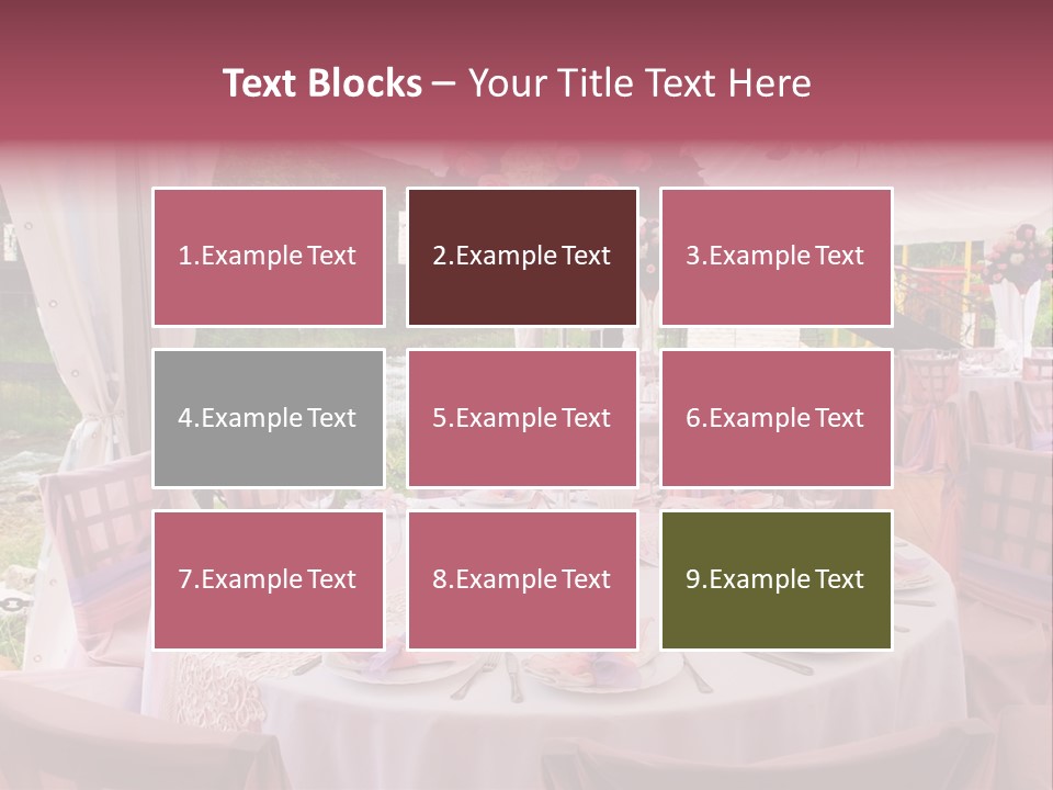Pink Wedding Tables In Outdoor Restaurant PowerPoint Template