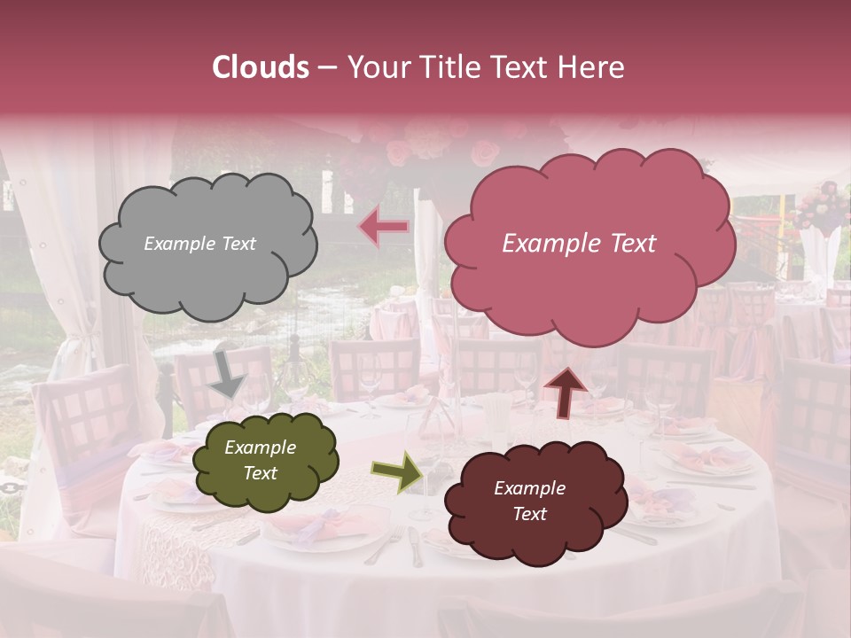 Pink Wedding Tables In Outdoor Restaurant PowerPoint Template