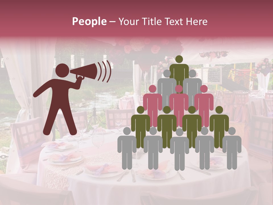 Pink Wedding Tables In Outdoor Restaurant PowerPoint Template