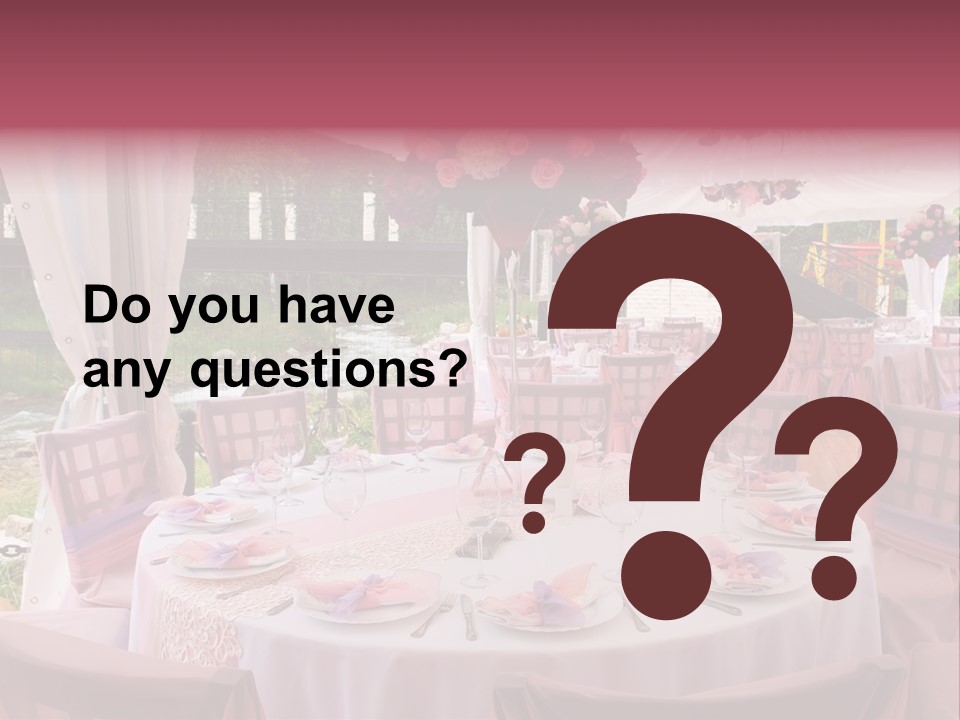 Pink Wedding Tables In Outdoor Restaurant PowerPoint Template