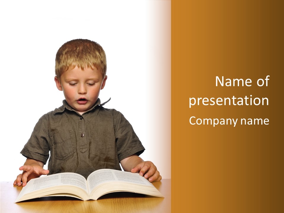 Little Boy Hard At Work PowerPoint Template