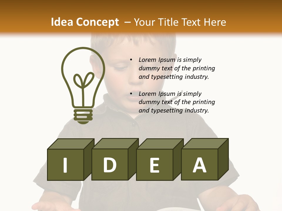 Little Boy Hard At Work PowerPoint Template