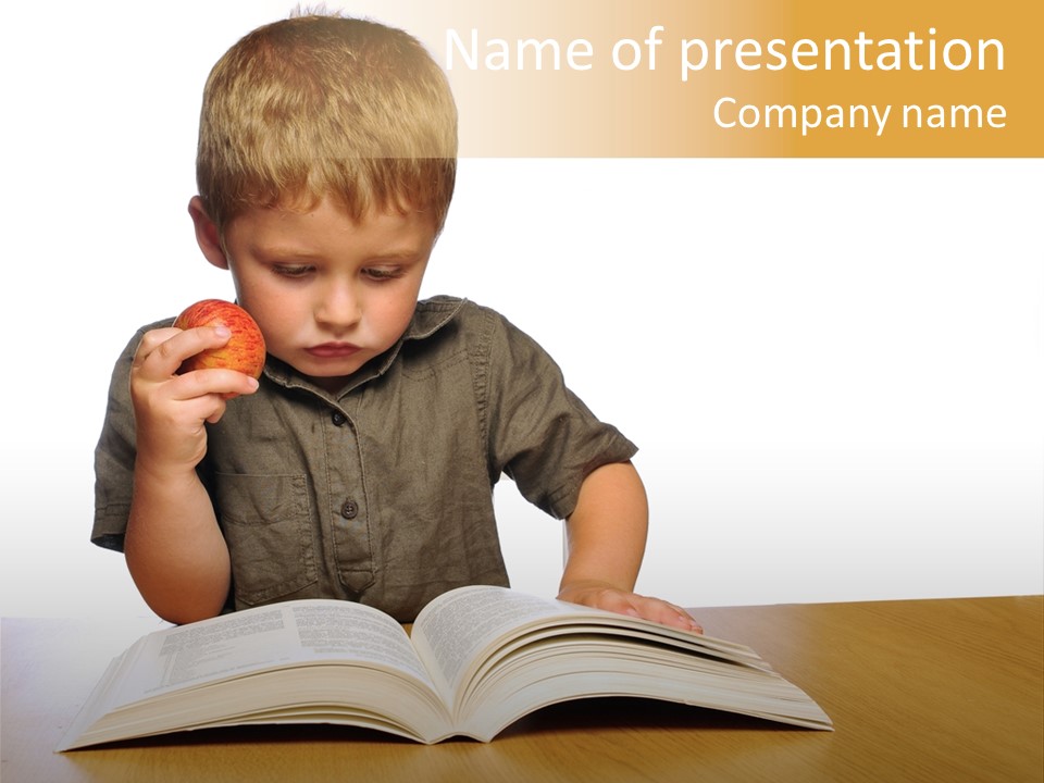 Little Boy Hard At Work PowerPoint Template