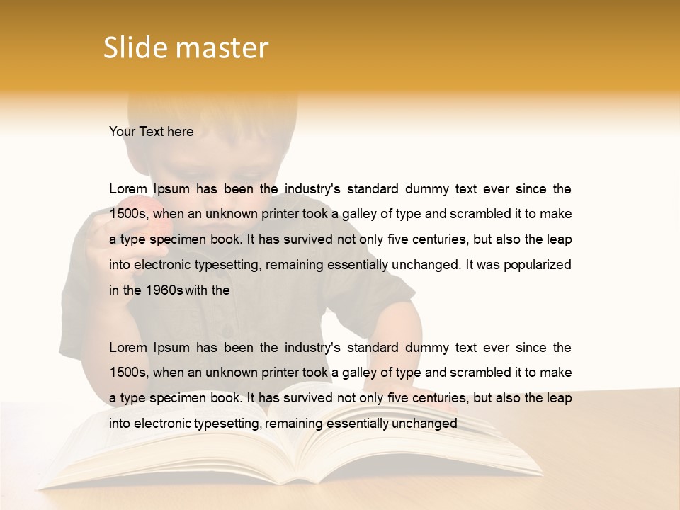 Little Boy Hard At Work PowerPoint Template